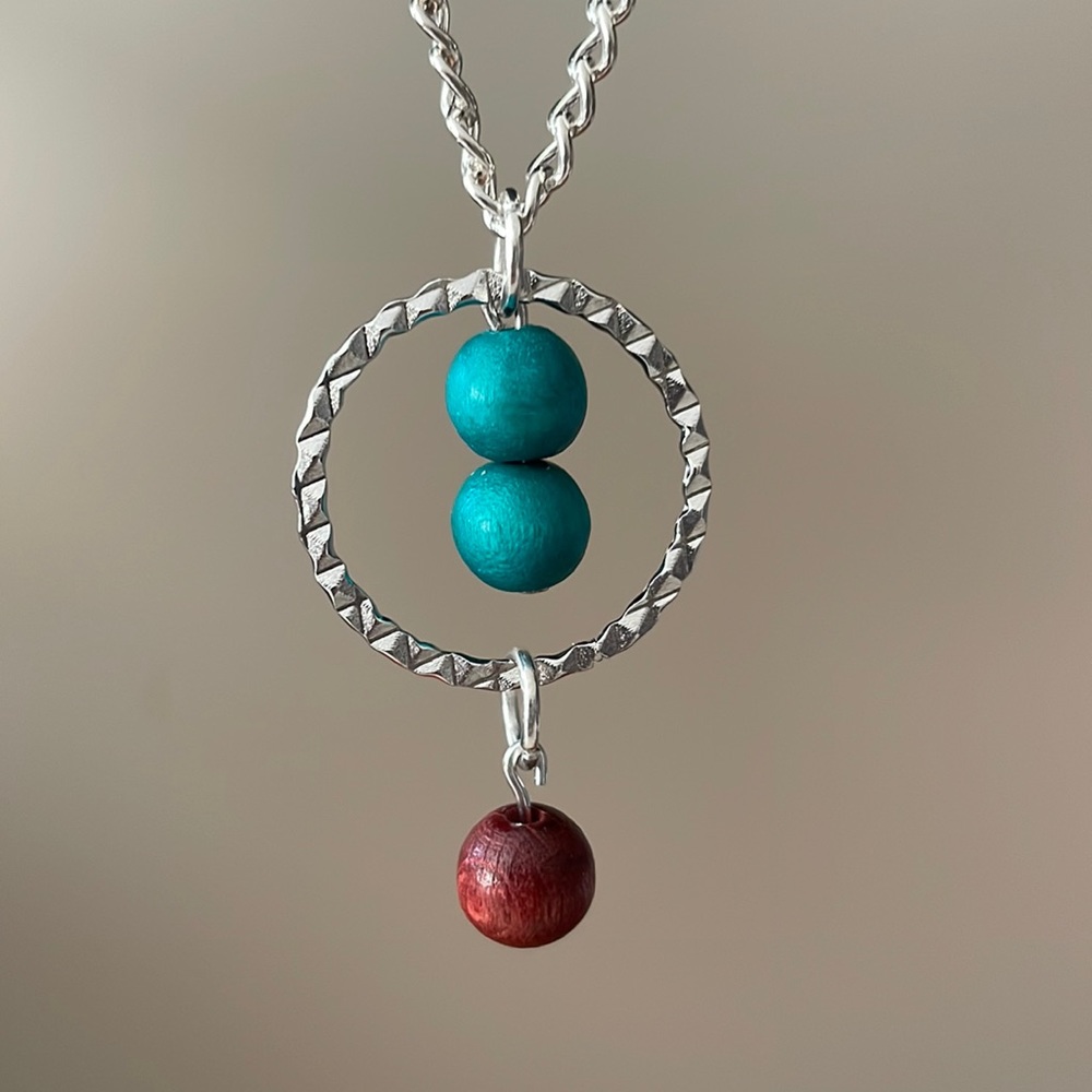 2 for $32 / wooden bead hanging hoop necklace